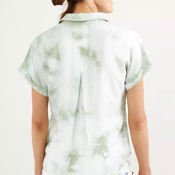 Anthropologie Cloth & Stone Tie-Dye Button Down Shirt – Cream & Brown, Size M - Picture 2 of 8